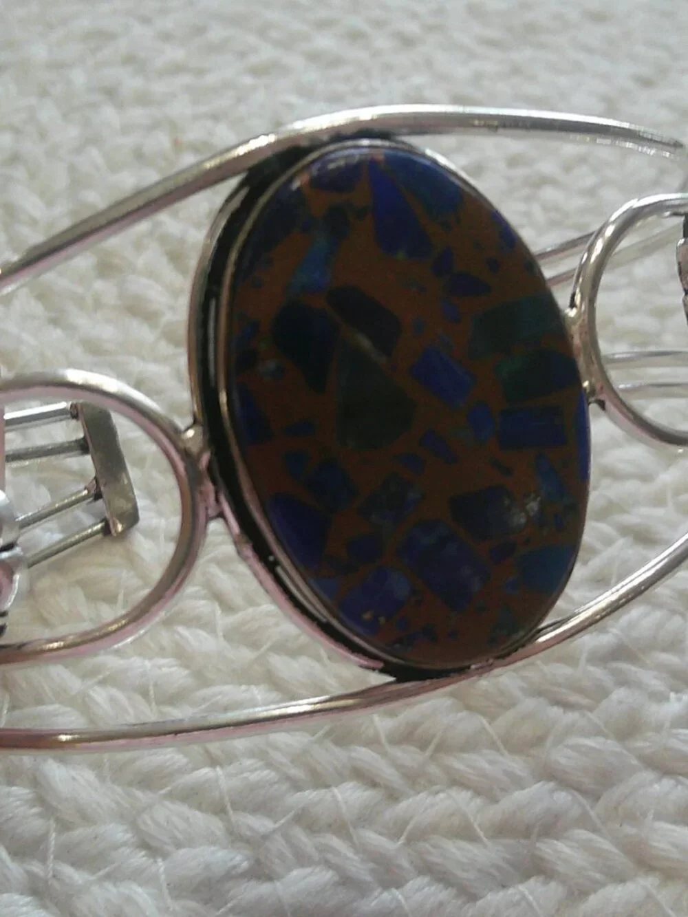 Gorgeous COPPER BLUE TURQUOISE Handmade Sterling 925 Bangle #214F